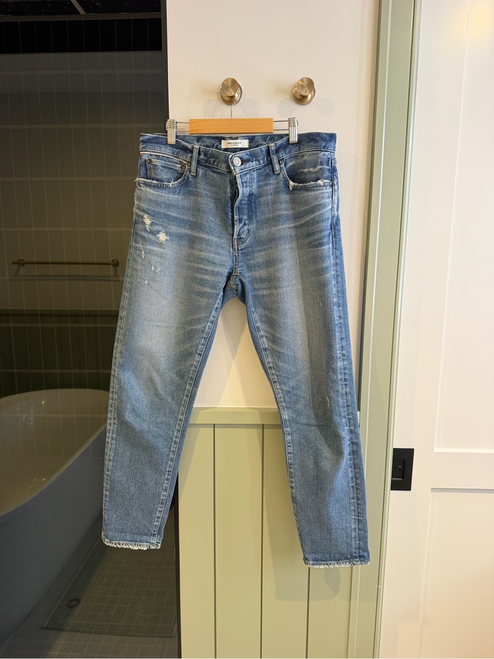 Moussy Faded Light Blue Straight Leg Jeans